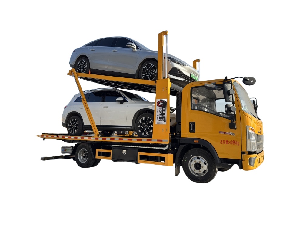 HOWO wrecker truck with car transportation function ,load three cars 