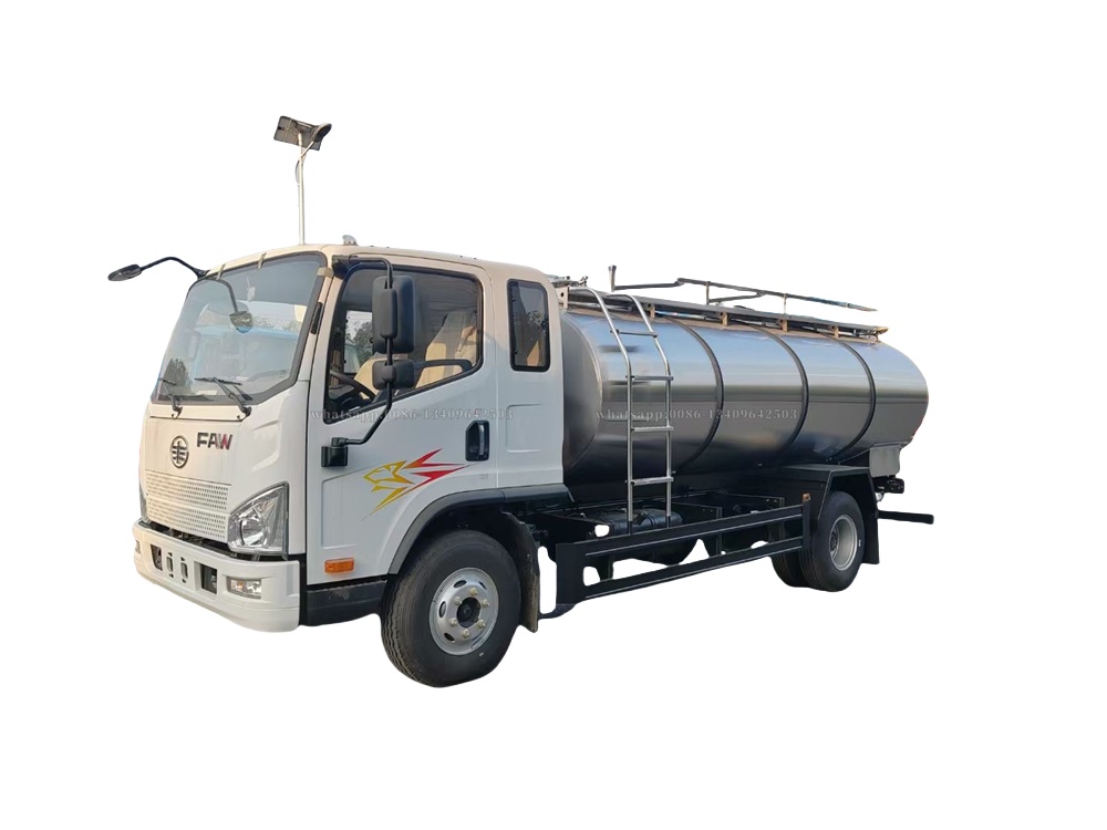 FAW one and half cab 10000L milk transportation truck Food grade stainless steel material